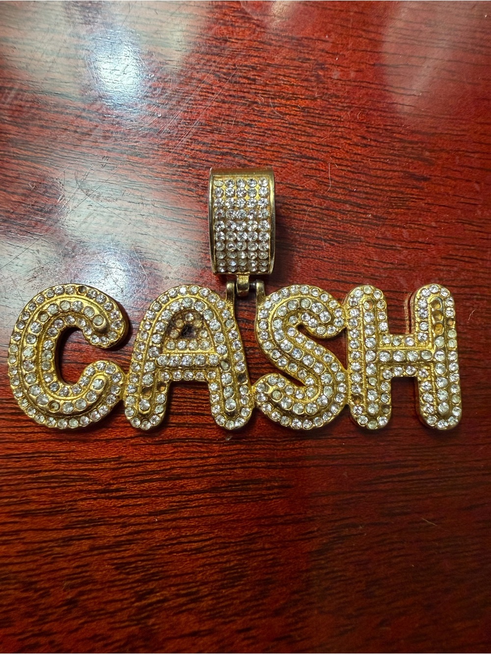 Gold Crystal "CASH" Pendant Charm